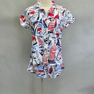 Lauren Ralph Lauren sailboat cotton short sleeve top/shorts pajama set Medium
